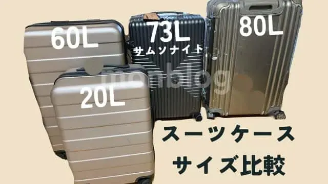 サムソナイト インターセクトスピナー68のサイズ比較(筆者撮影)