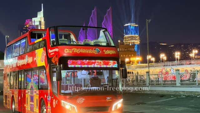 ホーチミンの2階建てバスナイトツアー（筆者撮影）